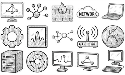 Hand Drawn Network Tech Icons