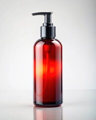 Amber Glass Pump Bottle Packaging Mockup Perfect for Skincare, Lotion, or Shampoo