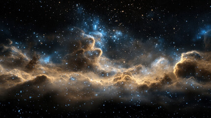 Fototapeta premium Stunning cosmic scene featuring colorful interstellar dust and bright stars illuminating