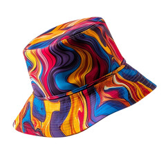 Trendy Bucket Hat with a Contemporary Colorful Desi Isolated on Transparent Background