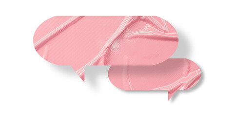 Pink speech bubble crumpled paper isolated on transparent background