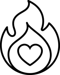 Heart Fire Icon Vector 