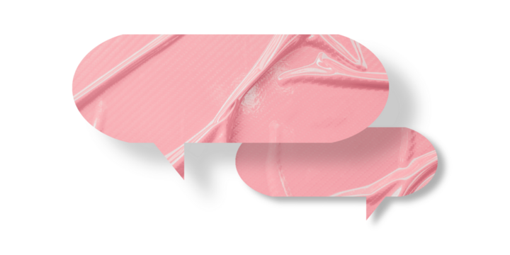 Pink speech bubble crumpled paper isolated on transparent background
