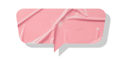 Pink speech bubble crumpled paper isolated on transparent background