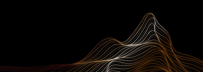 Golden Mountain line art illustration. Abstract mountain contemporary aesthetic backgrounds landscapes. use for print art, poster, cover, banner