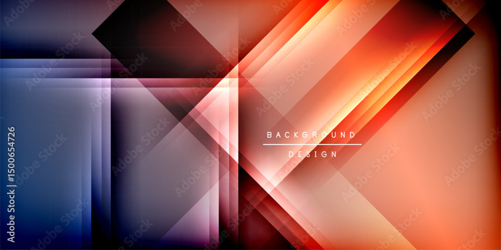 Aufkleber Abstract geometric design. Overlapping layers create vibrant color gradients, modern aesthetic. Dark background emphasizes bright shapes.