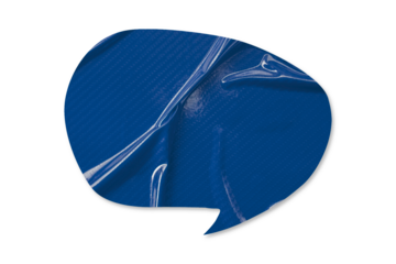 Blue speech bubble crumpled paper isolated on transparent background