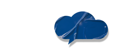 Blue speech bubble crumpled paper isolated on transparent background