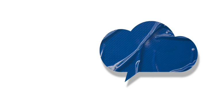 Blue speech bubble crumpled paper isolated on transparent background