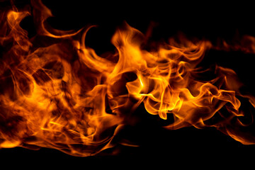 Fototapeta premium Fire flame texture for banner background. Burn abstract lights. Burning big flame. Blaze flames overlay background.