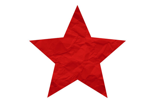 Crumpled red star pattern stickers, separated on a transparent background.