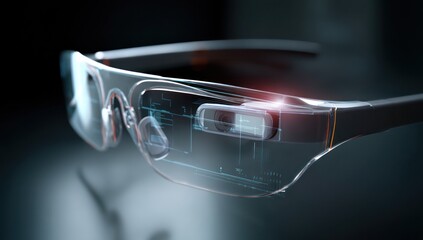 Smart glasses offering a transparent interface with digital elements for a futuristic user experience.