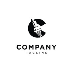 Letter C Spark Plug Logo Icon Vector