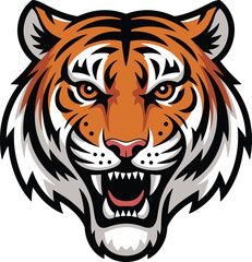 Powerful Tiger Face in Mandala Style – Detailed Vector Clipart, High Quality Tiger Vector – Premium Wildlife Illustration for Adobe Stock