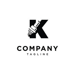 Naklejka premium Letter K Spark Plug Logo Icon Vector