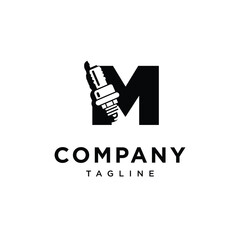Fototapeta premium Letter M Spark Plug Logo Icon Vector