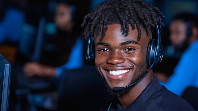 Smiling Call Center Agent