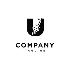 Naklejka premium Letter U Spark Plug Logo Icon Vector