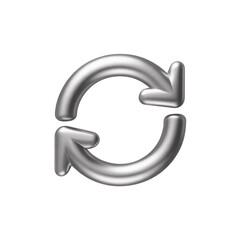 Silver Circular Arrows Symbol on PNG Background for Refreshing Process