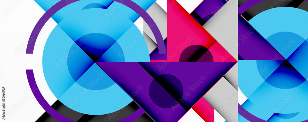 Aufkleber abstract geometric composition. circles, triangles, squares overlap creating vibrant visual effect. 