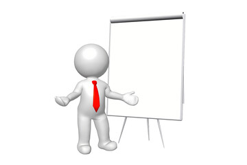 3d white man holding a blank sign