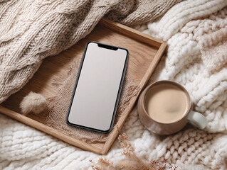 cell phone blank white screen mockup.hand holding texting using mobile on background empty space for advertise. work people contact marketing business, technology