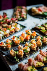 A colorful array of gourmet appetizers, beautifully arranged for an evening celebration