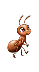 Cute Cartoon Ant Illustration isolated trasparent background, png format