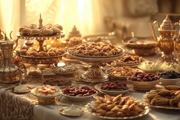 Exquisite Display of Traditional Desserts on Elegant Table Setting