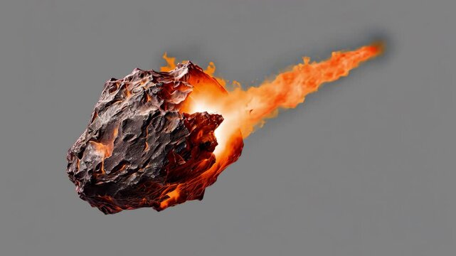 Fiery meteor in space darkness animation isolated asset, transparent 4K video, alpha channel, ProRes 4444