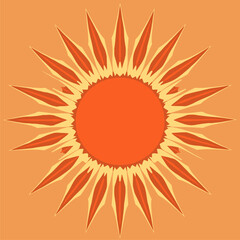 Stylized Sunburst Design, Abstract Orange and Yellow Sun Mandala