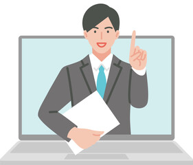 オンラインで説明するビジネスマン
