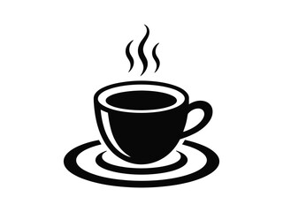 Steaming Coffee Cup Icon Vector Silhouette

