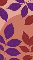 Abstract Digital Illustration Of Purple Red Leaves On Gradient Tones Background