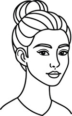 Modern line art face drawing with dark pastel colors, Contemporary female face, Hand drawn outline trendy illustration, Continuous line, minimalistic concept