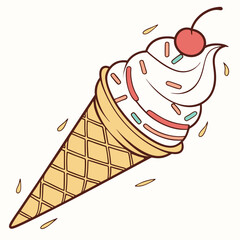 ice cream cone  , light white background, flat modern style