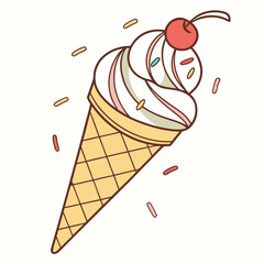 ice cream cone  , light white background, flat modern style