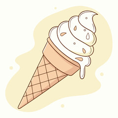 ice cream cone  , light white background, flat modern style