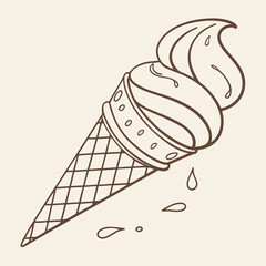 ice cream cone  , light white background, flat modern style