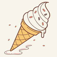 ice cream cone  , light white background, flat modern style