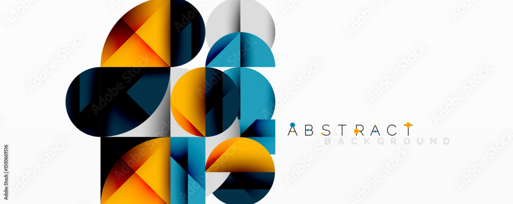 Aufkleber geometric shapes overlap, creating vibrant color scheme. modern design with orange, blue, gray tones