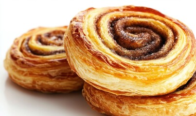 Fototapeta premium Sweet cinnamon rolls, pastry dessert, bakery, white background, breakfast
