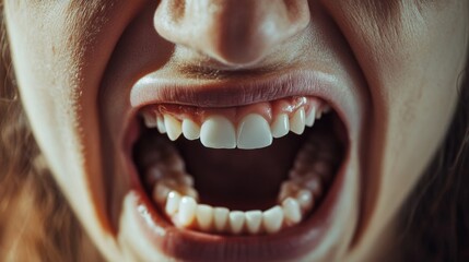 Fototapeta premium Close-Up of Person's Mouth with Tense Expression and Clenched Jaw