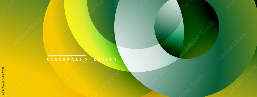 Aufkleber abstract colorful circles overlap creating dynamic gradient background. yellow, green hues dominate 
