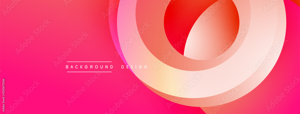 Aufkleber Abstract pink gradient background. Overlapping circular layers create dynamic visual effect. Modern design elements present smooth transitions.