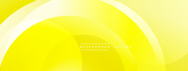 Bright yellow abstract background. Overlapping curved shapes create dynamic visual effect. Smooth gradients offer modern aesthetic.