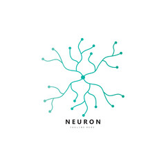 Neuron logo or brain nerve cell logo design, template icon, molecule, atom, brain cell, logo illustration template with vector concept