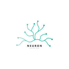 Neuron logo or brain nerve cell logo design, template icon, molecule, atom, brain cell, logo illustration template with vector concept