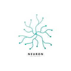 Neuron logo or brain nerve cell logo design, template icon, molecule, atom, brain cell, logo illustration template with vector concept