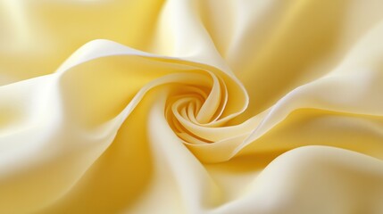 Obraz premium Close-up view of a soft, pale yellow fabric draped in swirling folds.